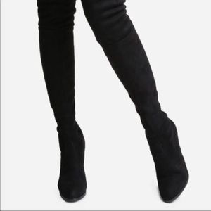 Thigh high faux suede boots